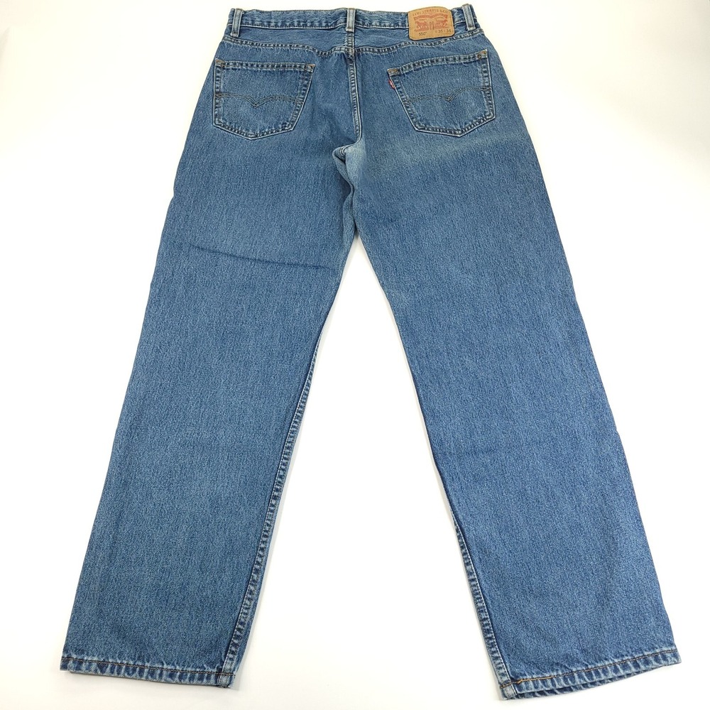 Levis 550 Jeans Mens 36 x 34 (Actual 34 x 33) Relaxed Fit Tapered Leg Blue Denim - Picture 10 of 13